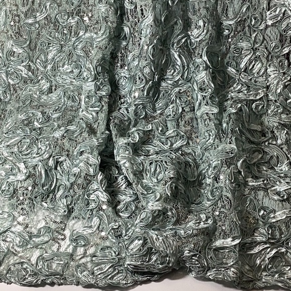 Soutache Sequin Lace A-Line Gown with Wrap - Picture 7 of 10